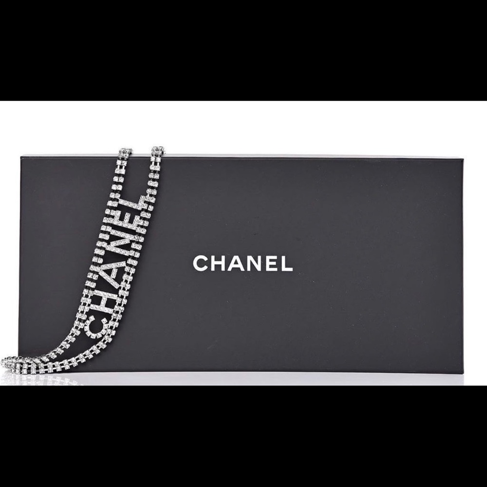 ❌SOLD❌CHANEL Crystal Logo Chain Belt Silver